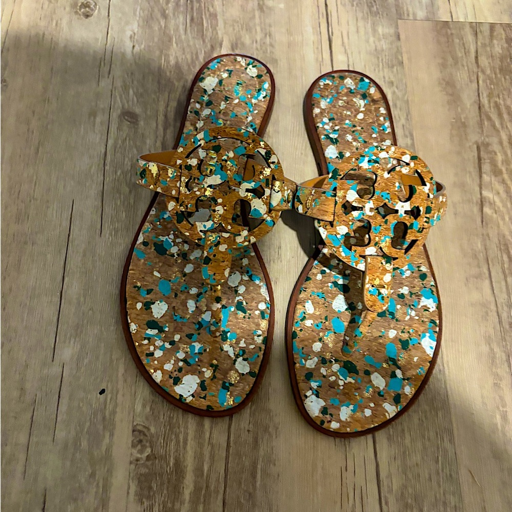 Tory burch Blue Confetti Cork  Miller wo’s sz 7